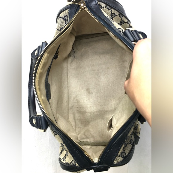 Authentic Gucci Boston satchel bag grey navy - Picture 12 of 16